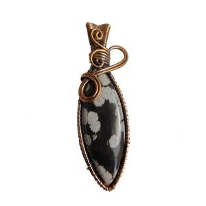Handmade Snowflake Obsidian Wire wrap Pendant